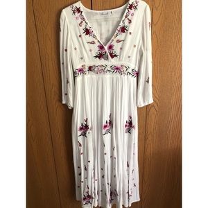 Chicwish White Embroidered Midi Dress